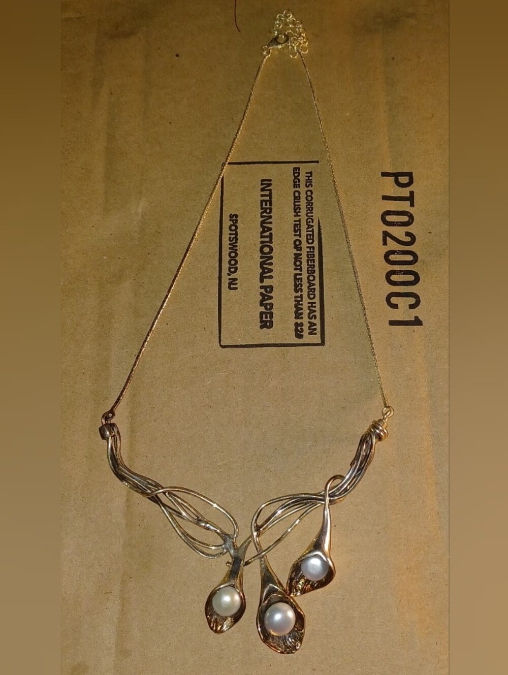 CALLA LILY PEARL COLLAR 14” NECKLACE STERLING SILVER 925 And Earrings
